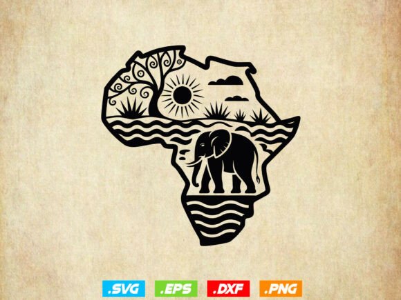 African Map with Elephant SVG: Graphics & Crafts for Creative Publishing