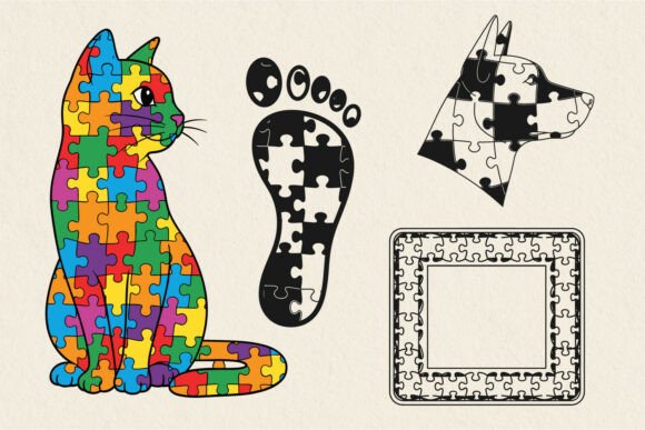 Autism Puzzle Cat Paw SVG: A Versatile Craft Graphic for Handmade Creations