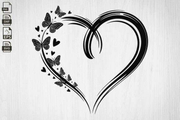 Butterfly Heart Valentine’s Day Graphic for Crafts and Design Projects