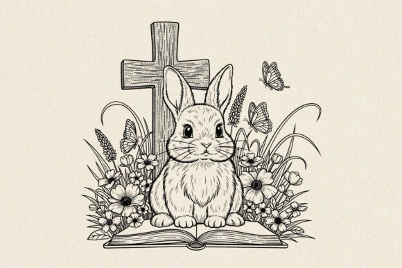 Christian Easter Bunny Cross Book SVG: A Faith-Friendly Graphic for Crafts and Branding