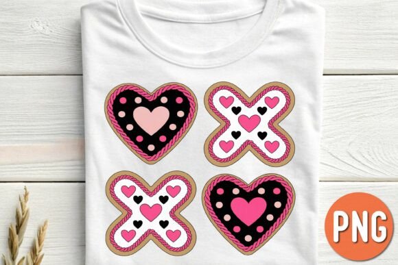 Crochet Valentine Heart Cookies Set PNG: A Design for Sweet Embroidery Projects