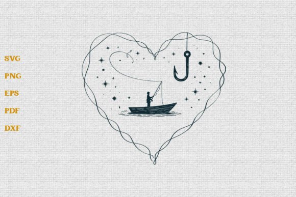 Fishing Lover Heart SVG Fisherman SVG: A Versatile Graphic for Crafts and Merch