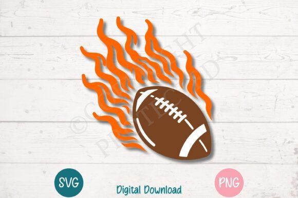 Flaming Football Action Sports Illustration for Crafts and Graphics