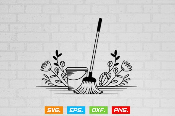 Floral Cleaning Tools SVG for Crafts and Graphics