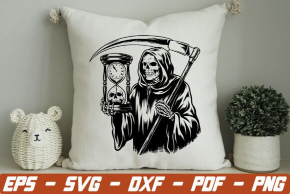 Grim Reaper with Hourglass SVG for Halloween Crafts and Graphics