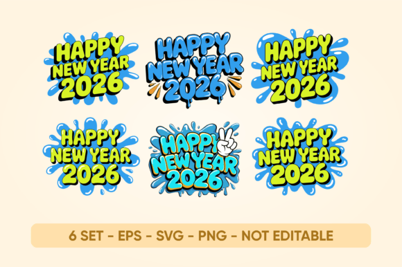 Happy New Year 2026 Sticker PNG – A Festive Graphic Freebie for Creative Projects