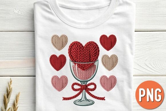 Knitted Valentine Wine Glass Heart PNG – A Graphics Freebie for Handmade Lovers