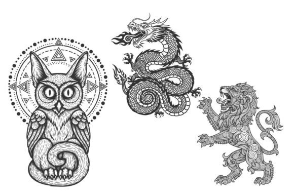 Occult Owl Dragon Lion SVG Review: Witchy and Pagan Embroidery Projects