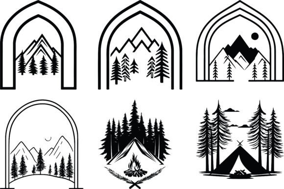 Rustic Camping Silhouette Design Set: A Versatile Freebie for Handmade Creations