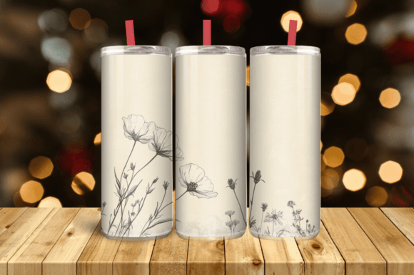 Vintage Wildflowers Tumbler Wrap PNG: A Graphic Design Asset for Crafts and Branding