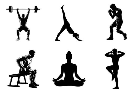 Work Out Silhouette Bundle Design: A Graphics Freebie for Commercial Use